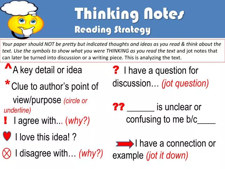 thinking notes reading strategy