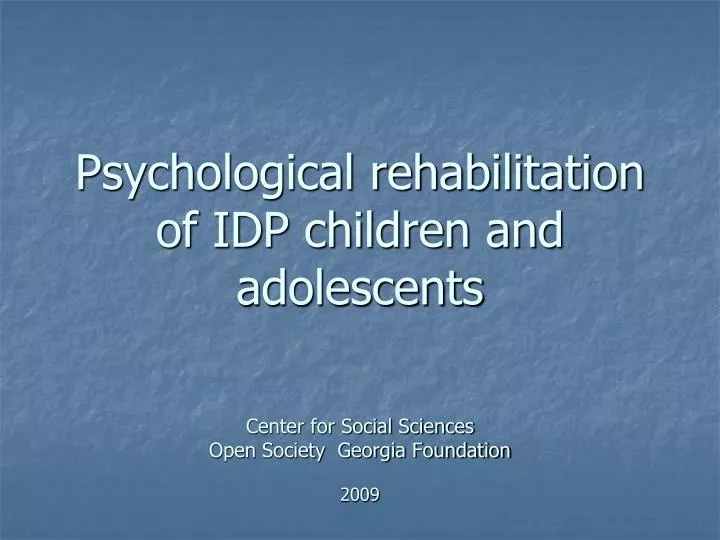 psychological rehabilitation of idp children and adolescents