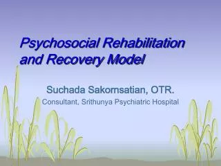 Psychosocial Rehabilitation and Recovery Model