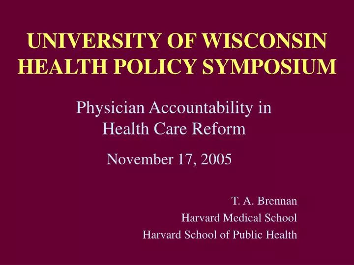university of wisconsin health policy symposium