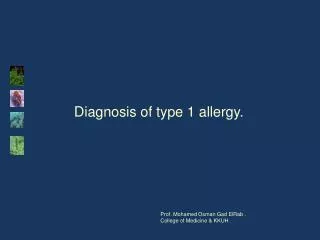 Diagnosis of type 1 allergy.