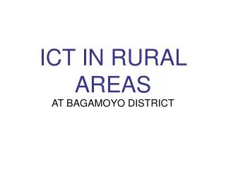 ICT IN RURAL AREAS