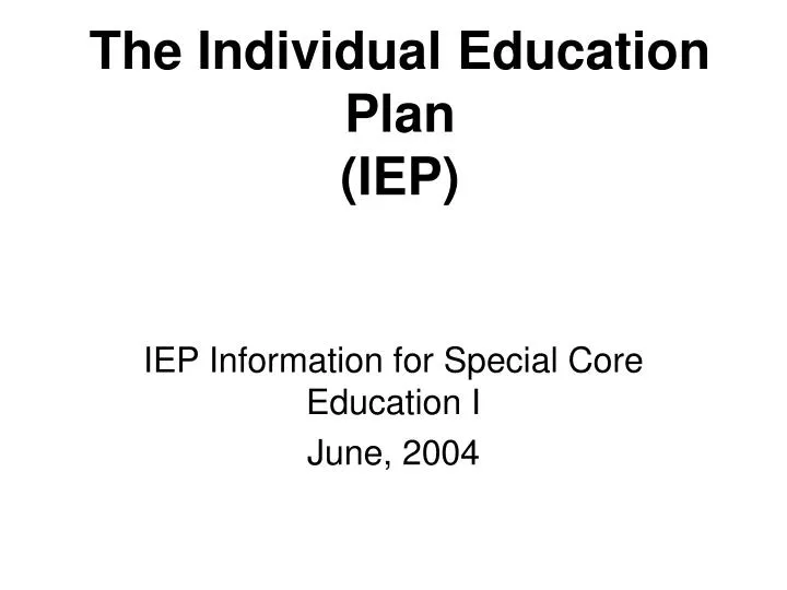the individual education plan iep