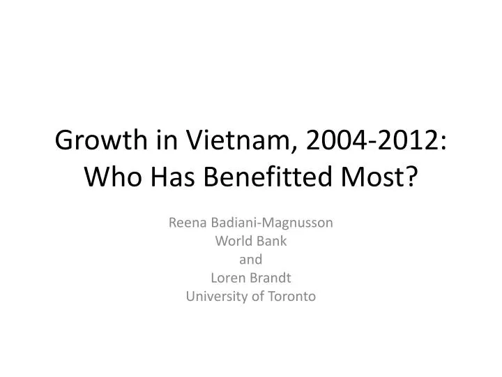 growth in vietnam 2004 2012 who has benefitted most