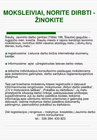 moksleiviai norite dirbti inokite