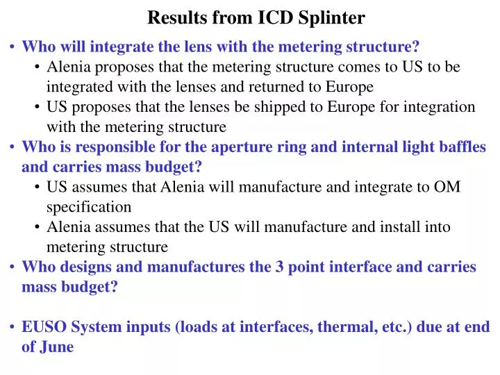 results from icd splinter