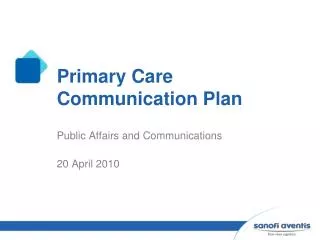 Primary Care Communication Plan