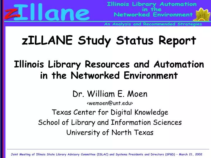 zillane study status report illinois library resources and automation in the networked environment