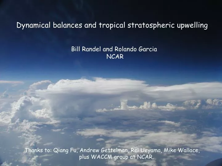 dynamical balances and tropical stratospheric upwelling