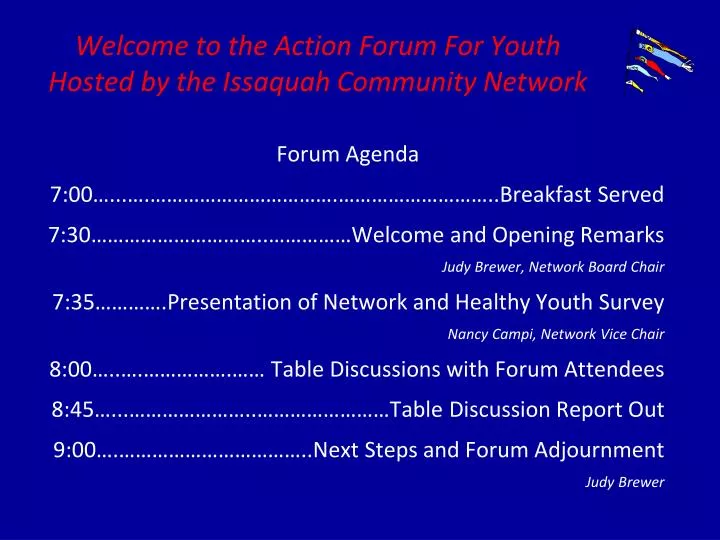welcome to the action forum for youth hosted by the issaquah community network