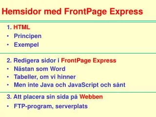 Hemsidor med FrontPage Express