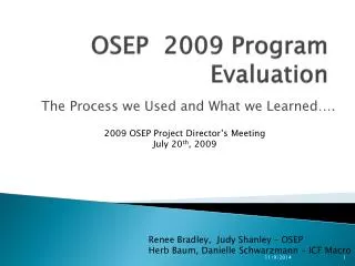 OSEP 2009 Program Evaluation