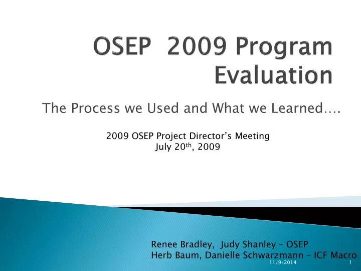 osep 2009 program evaluation