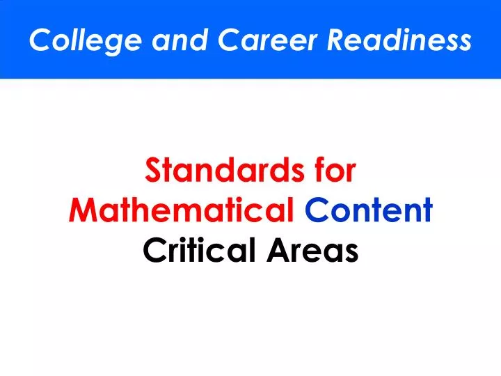 standards for mathematical content critical areas