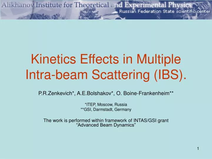 kinetics effects in multiple intra beam scattering ibs