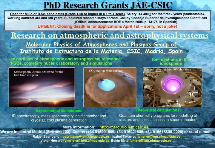 phd research grants jae csic