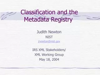 Classification and the Metadata Registry