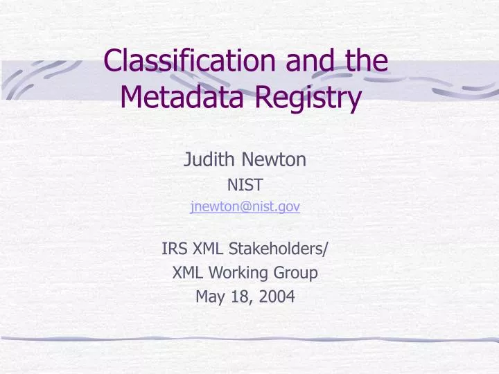 classification and the metadata registry