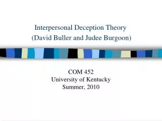 Interpersonal Deception Theory (David Buller and Judee Burgoon)
