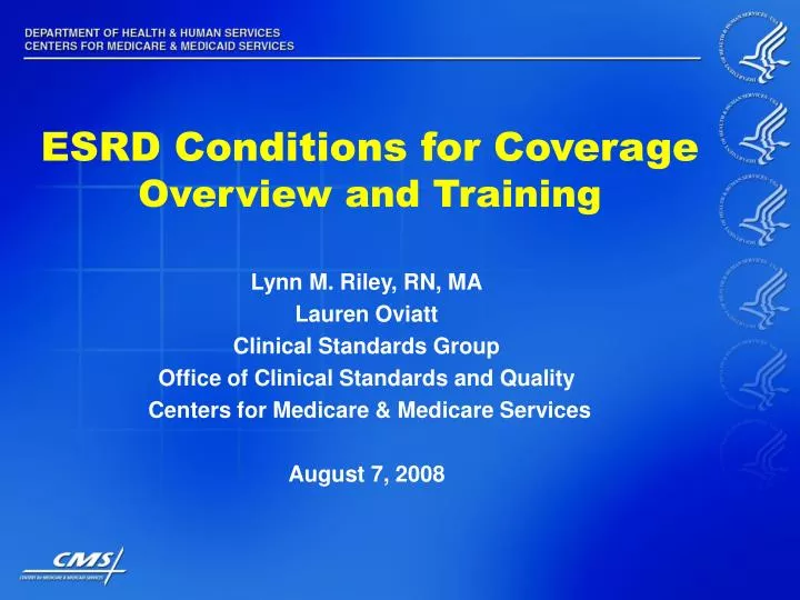 esrd conditions for coverage overview and training