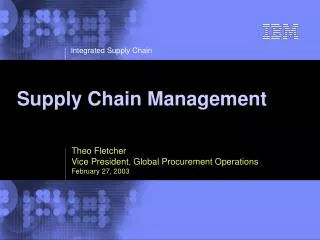 Supply Chain Management