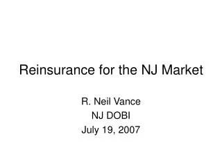 Reinsurance for the NJ Market