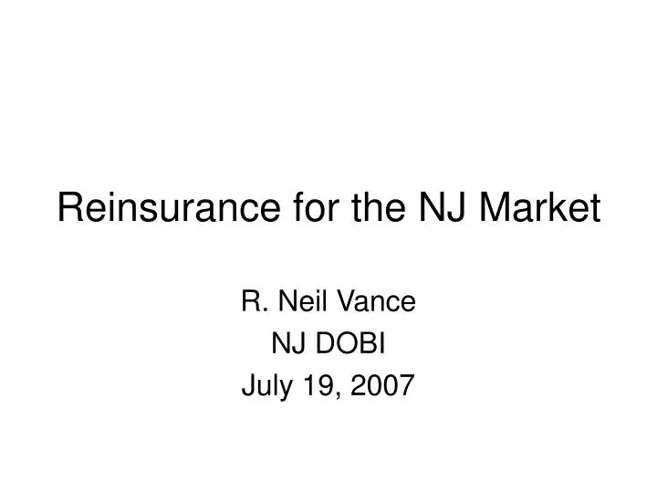 reinsurance for the nj market