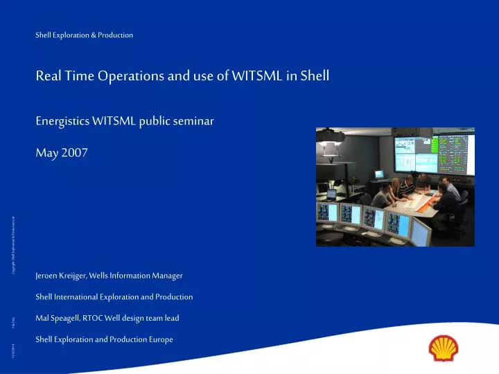 real time operations and use of witsml in shell