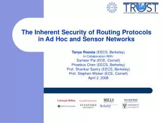 The Inherent Security of Routing Protocols in Ad Hoc and Sensor Networks