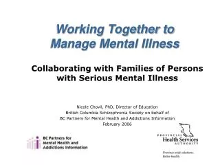 Collaborating with Families of Persons with Serious Mental Illness