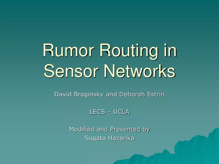 rumor routing in sensor networks