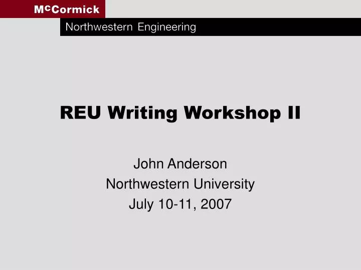reu writing workshop ii