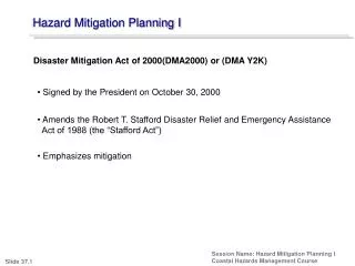 Hazard Mitigation Planning I