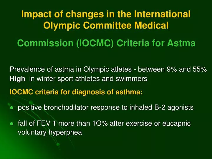 impact of changes in the international olympic committee medical