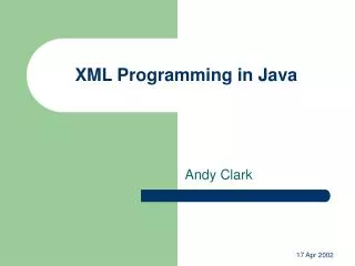 XML Programming in Java
