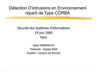 d tection d intrusions en environnement r parti de type corba