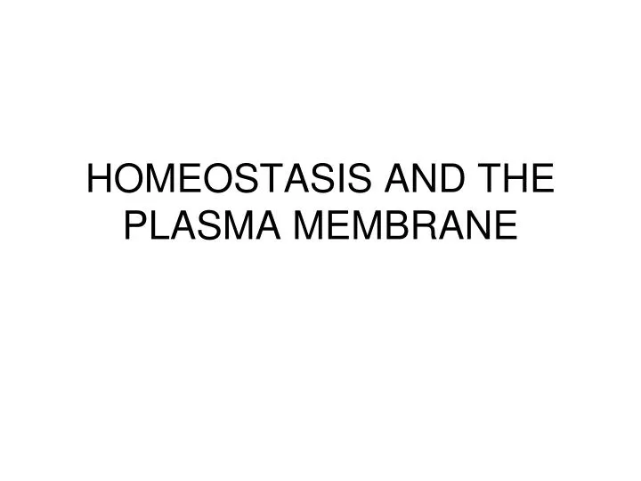 homeostasis and the plasma membrane