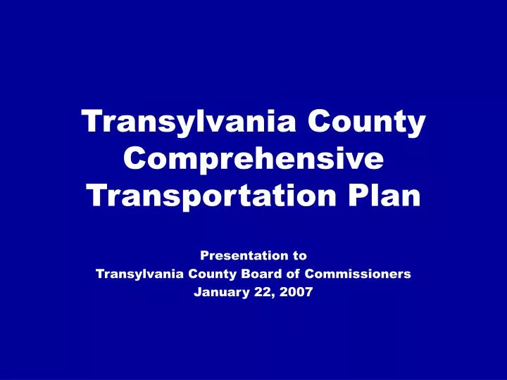 transylvania county comprehensive transportation plan