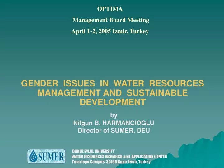 gender issues in water resources management and sustainable d evelopment