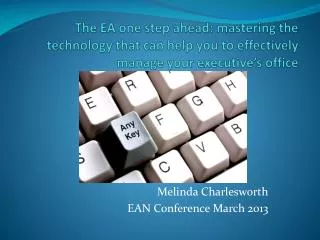Melinda Charlesworth EAN Conference March 2013