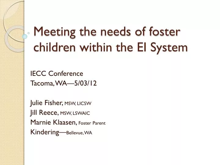 meeting the needs of foster children within the ei system