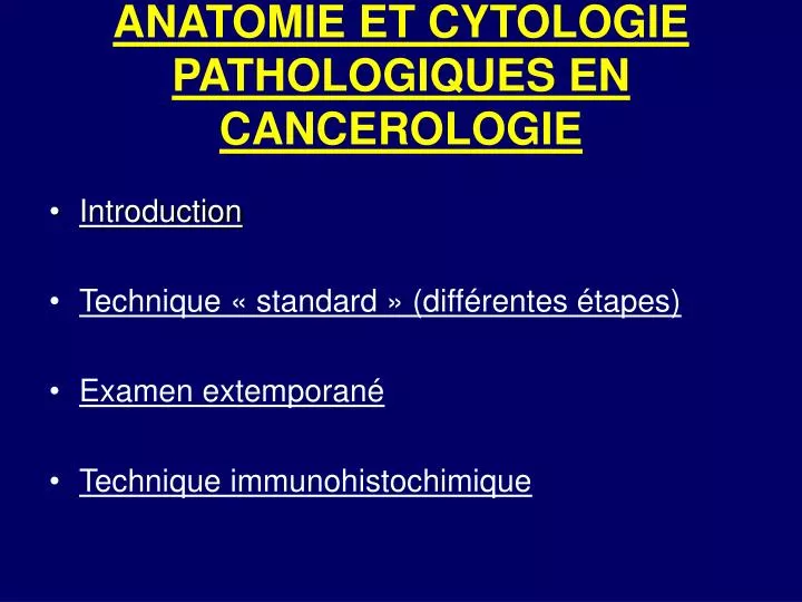 anatomie et cytologie pathologiques en cancerologie