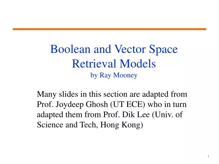 boolean and vector space retrieval models by ray mooney