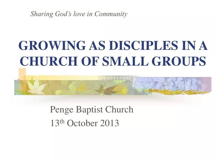 growing as disciples in a church of small groups