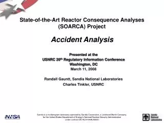 State-of-the-Art Reactor Consequence Analyses (SOARCA) Project Accident Analysis