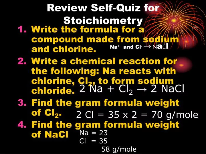 review self quiz for stoichiometry
