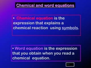 Chemical and word equations
