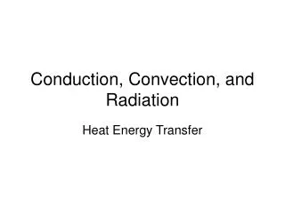 Conduction, Convection, and Radiation