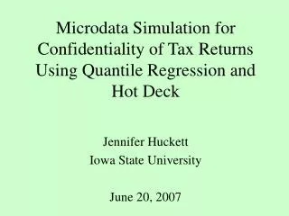 Microdata Simulation for Confidentiality of Tax Returns Using Quantile Regression and Hot Deck