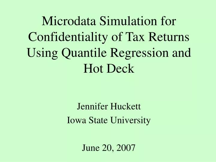 microdata simulation for confidentiality of tax returns using quantile regression and hot deck